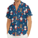 Happy Santa Claus Pattern Print Men's Deep V-Neck Shirt