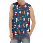 Happy Santa Claus Pattern Print Men's Fitness Tank Top