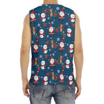 Happy Santa Claus Pattern Print Men's Fitness Tank Top