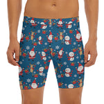 Happy Santa Claus Pattern Print Men's Long Boxer Briefs