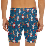 Happy Santa Claus Pattern Print Men's Long Boxer Briefs