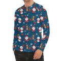 Happy Santa Claus Pattern Print Men's Long Sleeve Rash Guard
