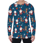 Happy Santa Claus Pattern Print Men's Long Sleeve T-Shirt