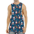 Happy Santa Claus Pattern Print Men's Muscle Tank Top