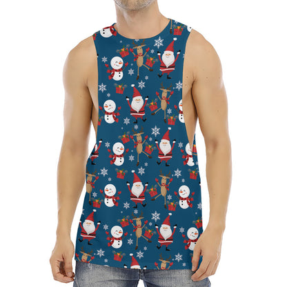 Happy Santa Claus Pattern Print Men's Muscle Tank Top