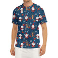 Happy Santa Claus Pattern Print Men's Short Sleeve Rash Guard