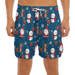 Happy Santa Claus Pattern Print Men's Split Running Shorts