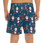 Happy Santa Claus Pattern Print Men's Split Running Shorts