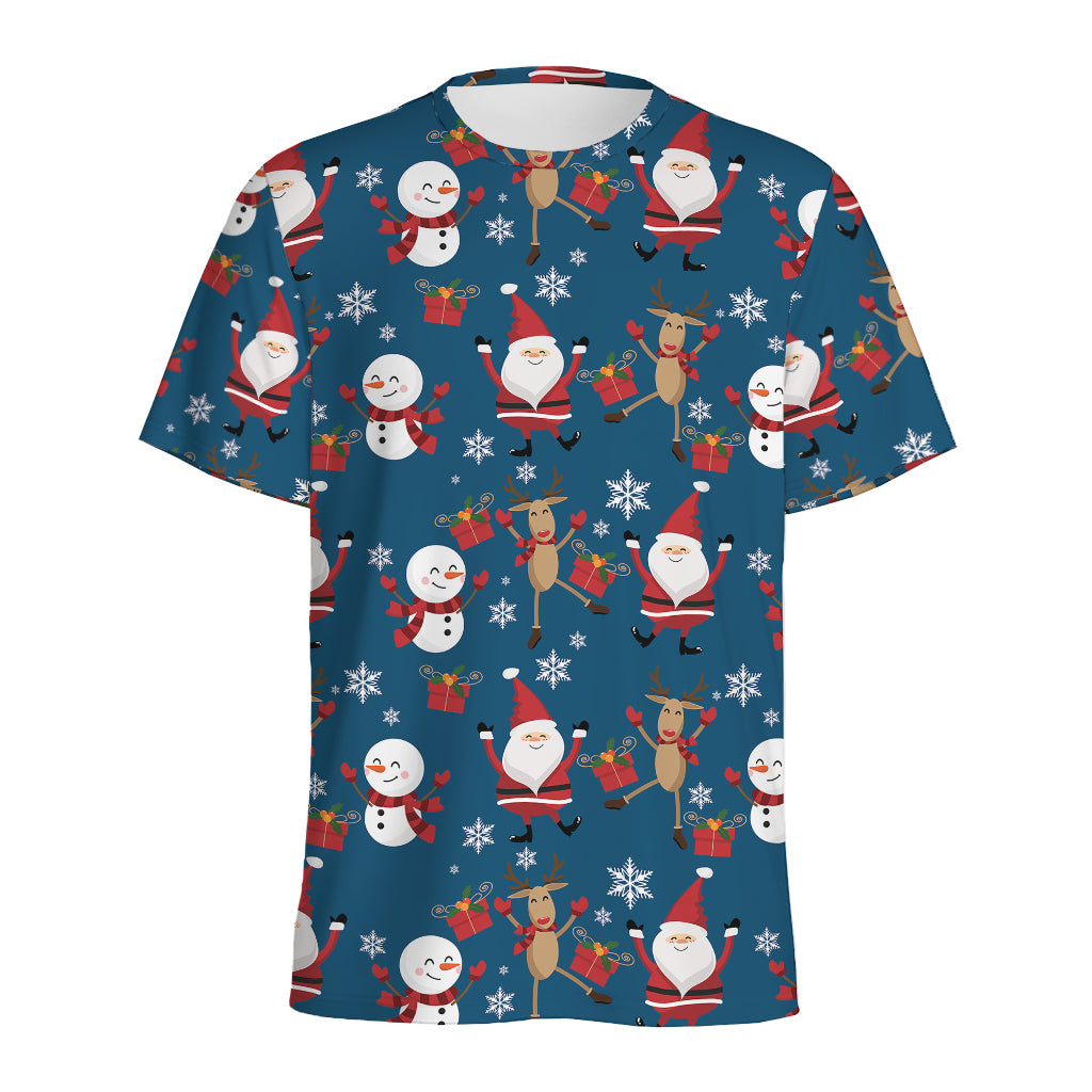 Happy Santa Claus Pattern Print Men's Sports T-Shirt