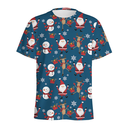 Happy Santa Claus Pattern Print Men's Sports T-Shirt