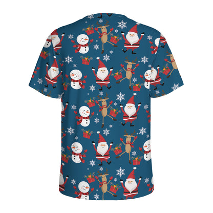 Happy Santa Claus Pattern Print Men's Sports T-Shirt