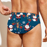 Happy Santa Claus Pattern Print Men's Swim Briefs