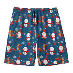 Happy Santa Claus Pattern Print Men's Swim Trunks