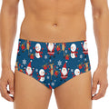 Happy Santa Claus Pattern Print Men's Triangle Swim Briefs