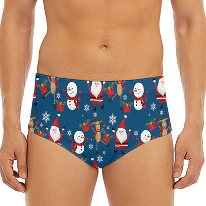 Happy Santa Claus Pattern Print Men's Triangle Swim Briefs