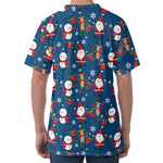 Happy Santa Claus Pattern Print Men's Velvet T-Shirt