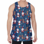 Happy Santa Claus Pattern Print Men's Velvet Tank Top