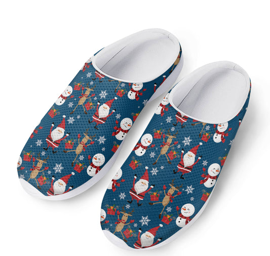 Happy Santa Claus Pattern Print Mesh Casual Shoes