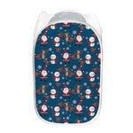 Happy Santa Claus Pattern Print Mesh Laundry Hamper