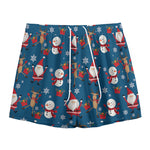 Happy Santa Claus Pattern Print Mesh Shorts