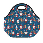 Happy Santa Claus Pattern Print Neoprene Lunch Bag