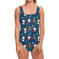 Happy Santa Claus Pattern Print One Piece Swimsuit