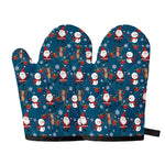 Happy Santa Claus Pattern Print Oven Mitts