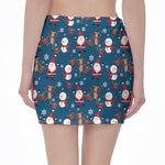 Happy Santa Claus Pattern Print Pencil Mini Skirt