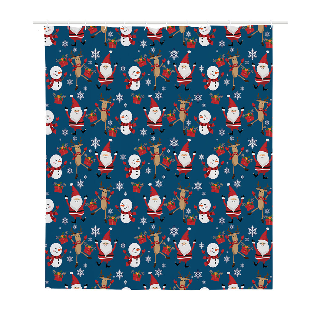 Happy Santa Claus Pattern Print Polyester Shower Curtain