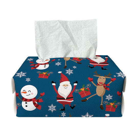 Happy Santa Claus Pattern Print Rectangle Tissue Box Cover