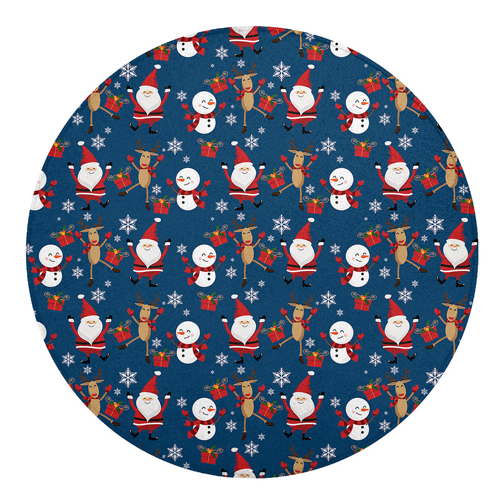 Happy Santa Claus Pattern Print Round Blanket