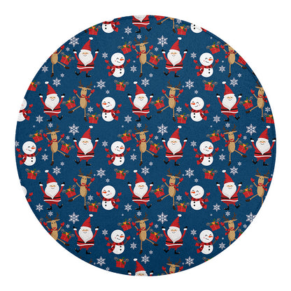 Happy Santa Claus Pattern Print Round Blanket