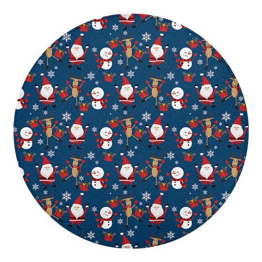 Happy Santa Claus Pattern Print Round Blanket