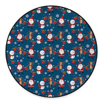 Happy Santa Claus Pattern Print Round Floor Mat
