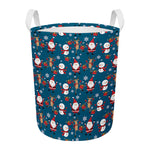 Happy Santa Claus Pattern Print Round Laundry Basket