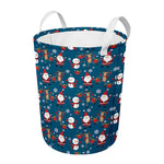 Happy Santa Claus Pattern Print Round Laundry Basket