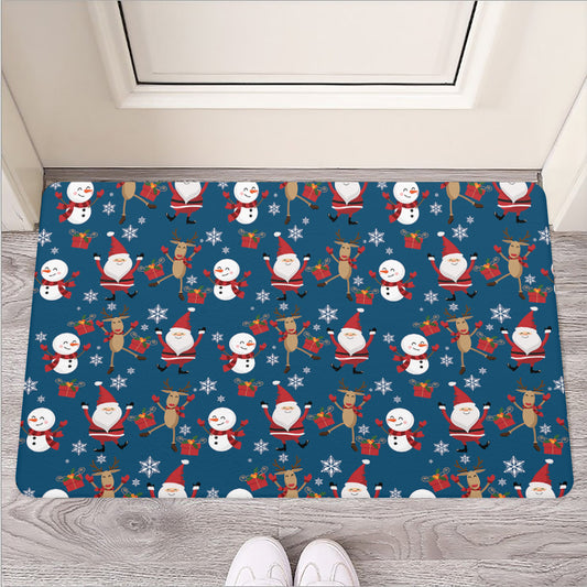 Happy Santa Claus Pattern Print Rubber Doormat