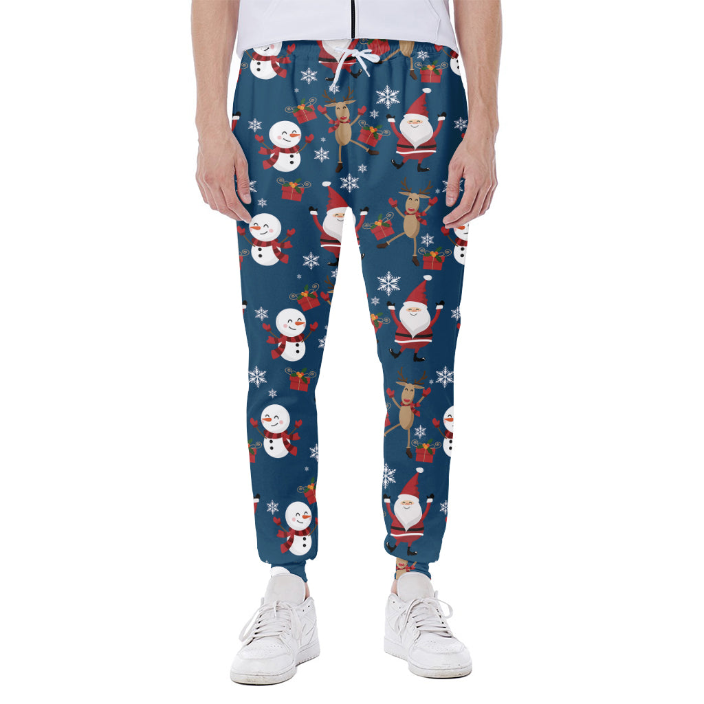 Happy Santa Claus Pattern Print Scuba Joggers