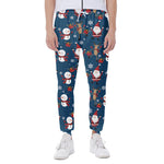 Happy Santa Claus Pattern Print Scuba Joggers