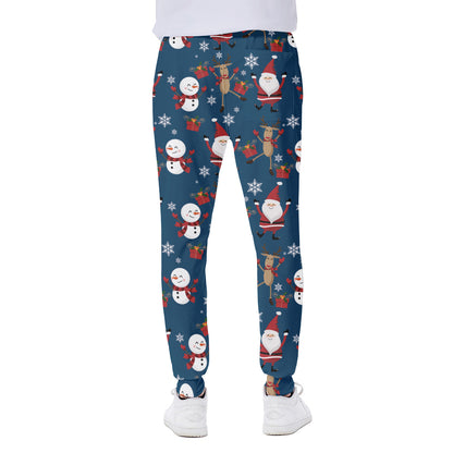 Happy Santa Claus Pattern Print Scuba Joggers