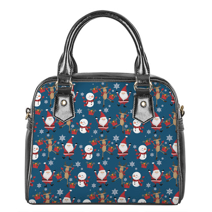 Happy Santa Claus Pattern Print Shoulder Handbag