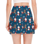 Happy Santa Claus Pattern Print Side Slit Mini Skirt