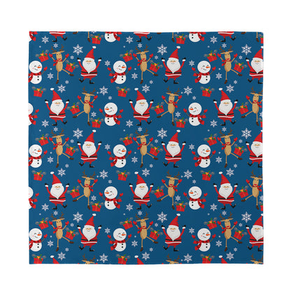 Happy Santa Claus Pattern Print Silk Bandana