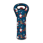 Happy Santa Claus Pattern Print Single Neoprene Wine Tote