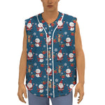 Happy Santa Claus Pattern Print Sleeveless Baseball Jersey