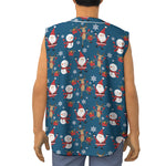 Happy Santa Claus Pattern Print Sleeveless Baseball Jersey