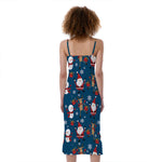 Happy Santa Claus Pattern Print Slim Fit Midi Cami Dress