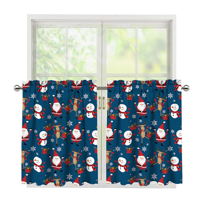 Happy Santa Claus Pattern Print Tier Curtains