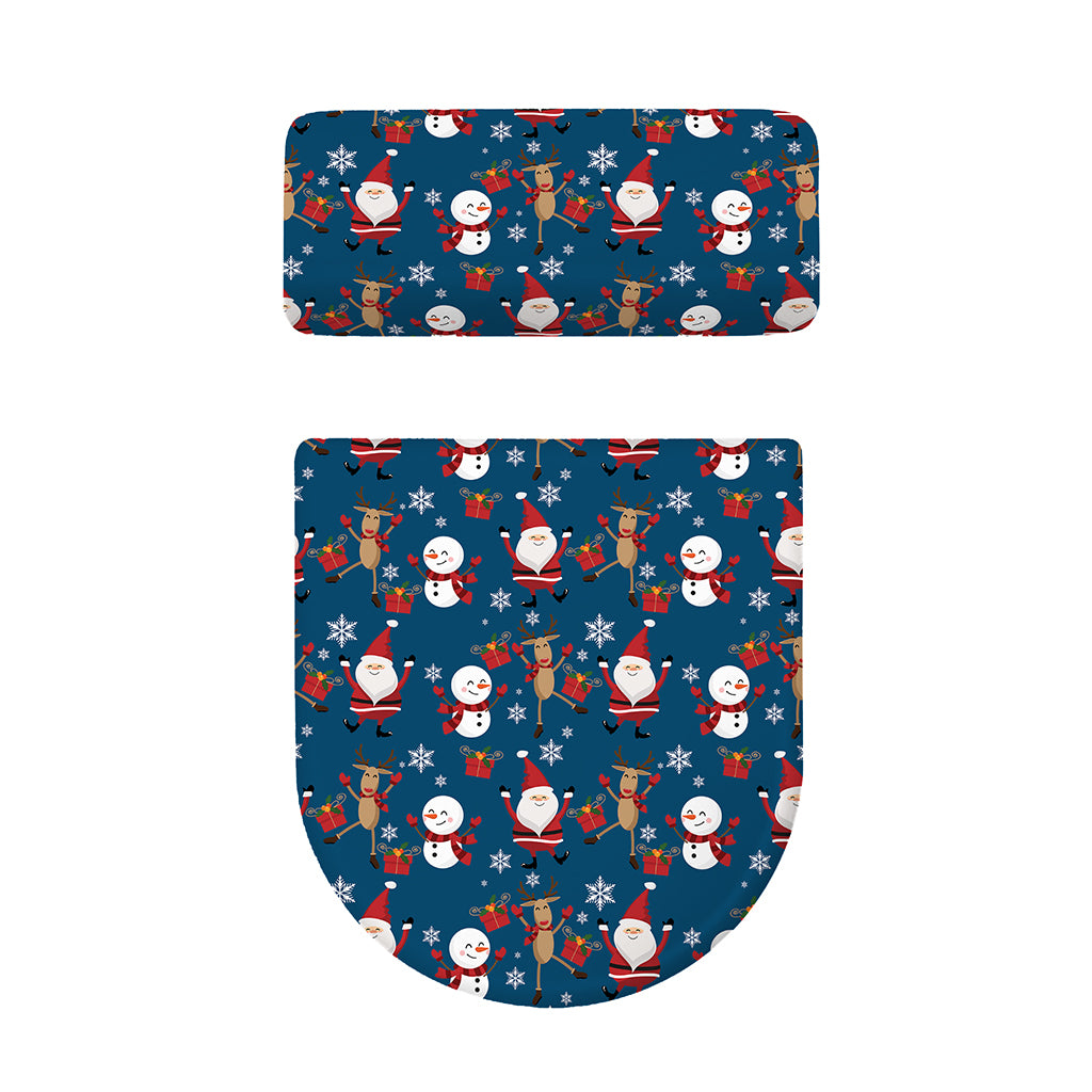 Happy Santa Claus Pattern Print Toilet Lid And Tank Cover Set