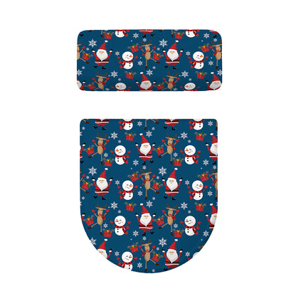 Happy Santa Claus Pattern Print Toilet Lid And Tank Cover Set